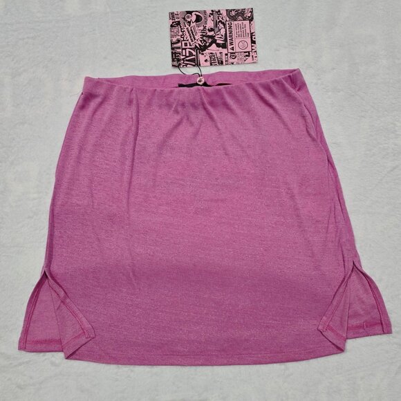 NGOrder ✦ Royalty Sheer Pink Mini Skirt ✦ Side Slit Graphic Design Sz US 8 NWT - Picture 5 of 11